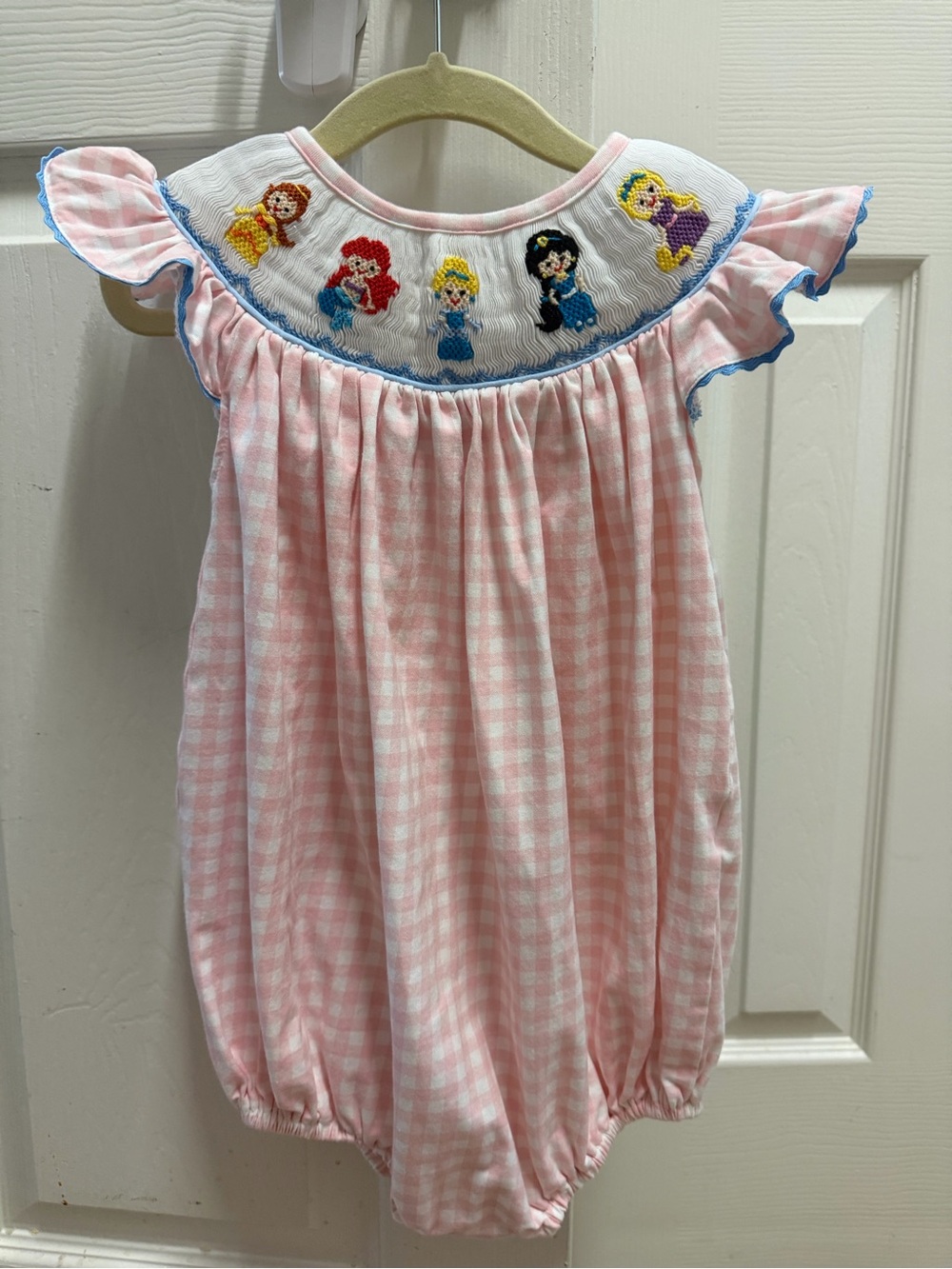 Pink Gingham Smocked Princess One-Piece for Kids